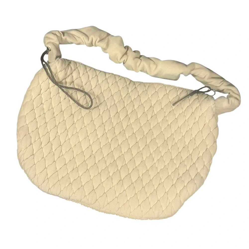 Free People Movement Quilted Pucker Up Bag NWOT Home Plate Ivory Fleece Carryall